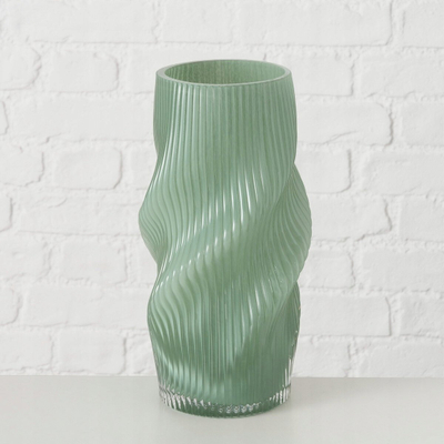 Vazo dekorative Glass Heather, qelq, 15.5x30 cm, jeshile