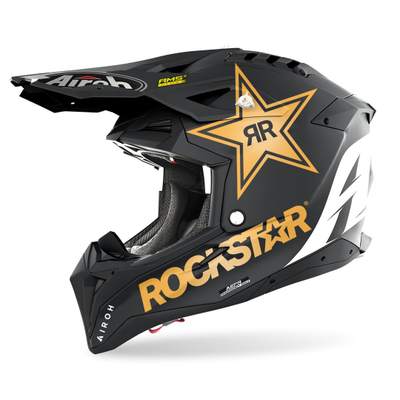 Helmetë motocross Airoh Aviator 3 Rockstar, madhësia 2XL, e zezë ari