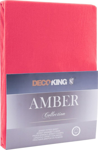 Çarçaf me lastik DecoKing Amber, jersey, 200 x 200 cm, rozë