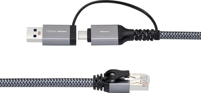 Кабел адаптер Microconnect CAT6 FTP, USB A во USB C, 1m, црн