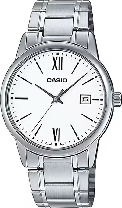 Orë dore Casio MTP V002D 7B3, analog quartz, çelik inox, cifer i bardhë