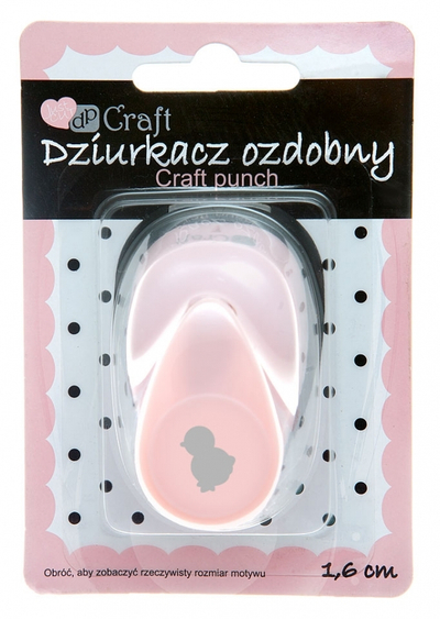 Shpuese dekorativ për letër dpCraft Chick 16mm, motiv pule, rozë