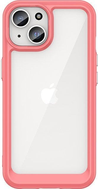 Mbrojtëse telefoni Outer Space për iPhone 15 Plus, kornizë e butë, pjesë e pasme e tejdukshme, e kuqe