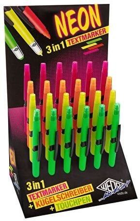 Stilolaps 3 në 1 WEDO NEON, stylus touch, ballpoint dhe highlighter, set 24 copë, shumëngjyrëshe