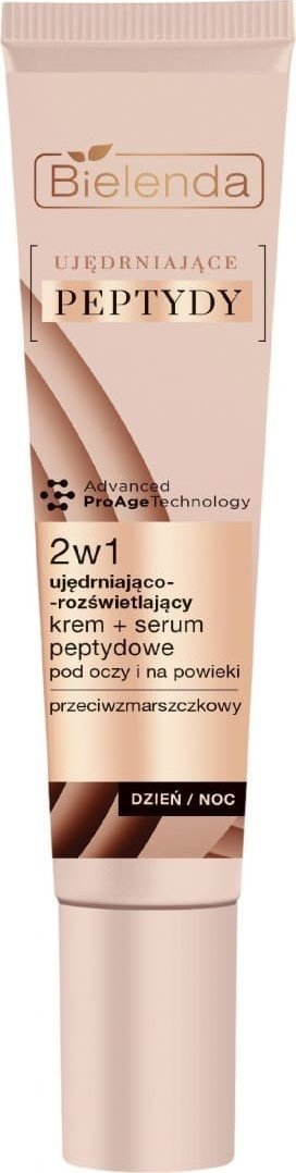 Krem dhe serum për sy Bielenda Firming Peptides 2n1, kundra rrudhave, ndriçues, 15ml