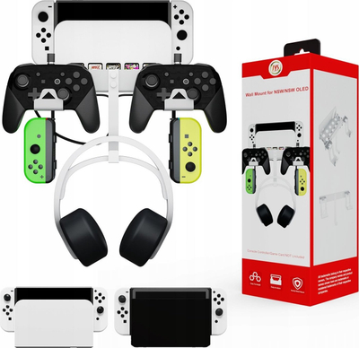 Mbajtëse muri JYS NS252 për Nintendo Switch, metal, e bardhë gri