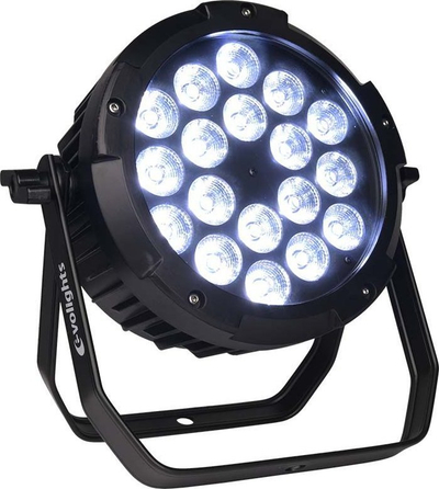 Reflektor skenik Evolights GLAZE IP65 LED PAR, 18x RGBW, për jashtë, i zi