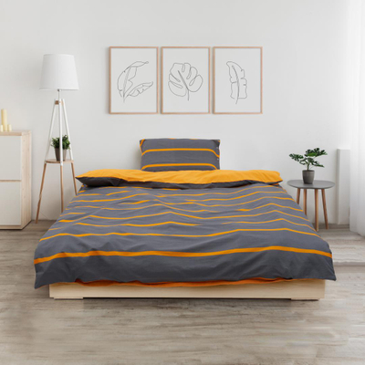 Set shtrati Heinner Home, tek, pambuk 100%, 150x200 cm, gri e errët portokalli