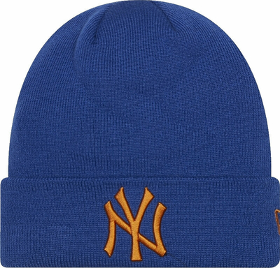 Kapele beanie New Era New York Yankees MLB League Essential Cuff, madhësi UNI, blu portokalli