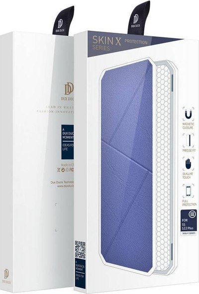 Këllëf telefoni Dux Ducis Skin X për Samsung Galaxy S22 Plus, me kapak palosës, funksion qëndrimi, blu