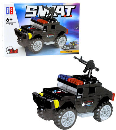 Set blloqesh ndërtimi LEAN Toys SWAT 2 në 1, 92-117 copa, mjete transporti