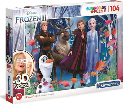 Puzzle Clementoni 3D Frozen 2, 104 copa, lojë edukative, shumëngjyrësh
