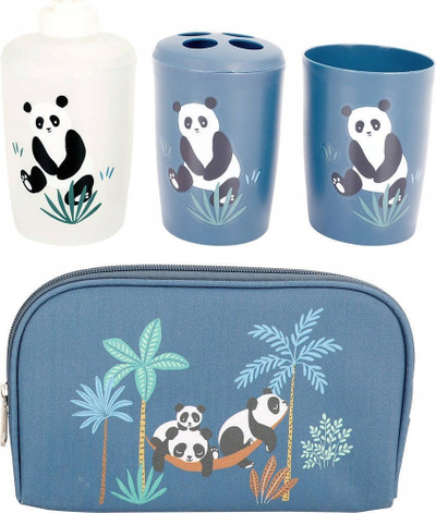 Set gjërash banjoje për kalama Douceur d'intérieur Blue Panda, 4 pjesë, plastikë, blu