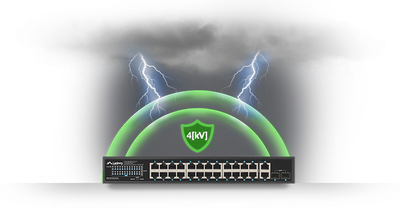 Switch rrjeti Lanberg RSGE-24P-2GE-2S-250, 24x PoE+ 1Gbps, 2x SFP, 250W, i zi