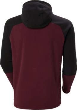 Bluzë fleece Helly Hansen Daybreaker 51893, me kapuç, xhep kangur, burgundy me të zeza