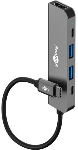 Hub USB C Goobay Slim 5 Port, HDMI 4K, 5 Gbit/s, gri