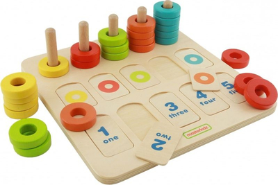 Lodër druri për mësim ngjyrash dhe numrash Masterkidz, Montessori, shumëngjyrëshe