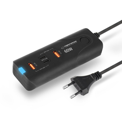 Karikues muri Esperanza EZC109, 60W, 4 porta USB USB C, i zi