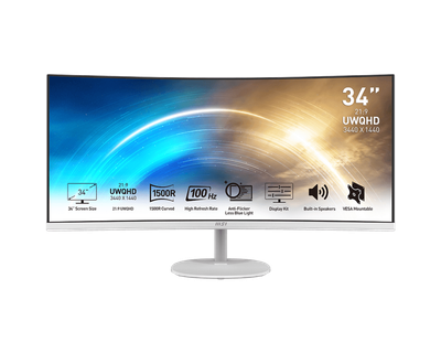 Monitor MSI PRO MP341CQW, 34", UWQ-HD, 100Hz, i bardhë