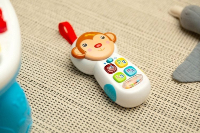 Lodër telefon edukative Toyz Monkey, me butona muzikorë, me pasqyrë, i bardhë