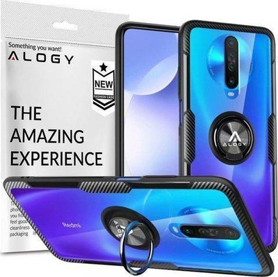 Mbulesë telefoni Alogy Ring Holder Clear Armor për Xiaomi Redmi K30 Poco X2, me unazë, transparente me të zeza
