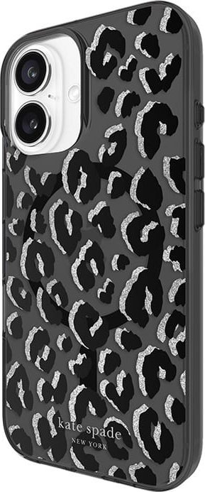 Mbrojtëse telefoni Kate Spade New York Black City Leopard MagSafe, për iPhone 16, e zezë me leopard