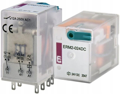 Relé universale ETI ERM2-024DC, 2 kontakte, 24V DC, transparente