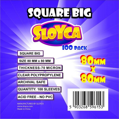 Mbulesa kartash Sloyca Square Big, 70x70mm, set 100 copë, transparente