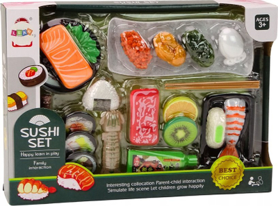 Set lodër sushi Lean Toys, 22 pjesë, për kalamaj 3+, shumëngjyrësh