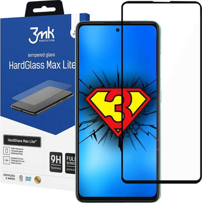 Mbrojtës ekrani 3MK HardGlass Max Lite për Samsung Galaxy A52 A52 5G, xham i fortë, 0.3mm, i zi