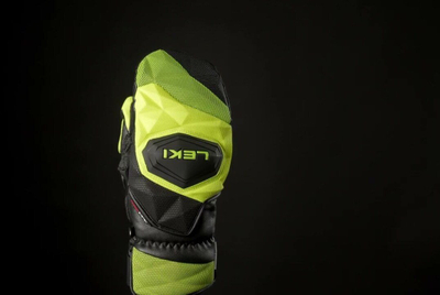 Doreza skish Leki WCR Venom SL 3D Mitt, lëkurë dhie, për garë, të zeza të verdha
