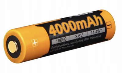 Bateri rikarikuese Fenix ARB-L18 18650, 4000mAh, 3.6V, portokalli