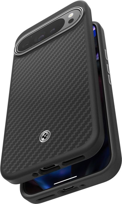 Mbulesë telefoni Spigen Enzo Aramid për Google Pixel 9 Pro XL, fibër aramidi, matte, e zezë