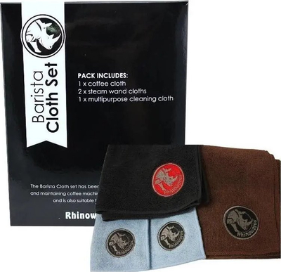 Set leckash mikrofibre Rhinowares Barista Cloth, për pastrim kafeje, i ripërdorshëm, shumëngjyrësh