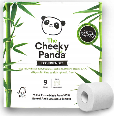 Letër tualeti Cheeky Panda nga bambuja, 3 shtresa, 200 fletë, e bardhë