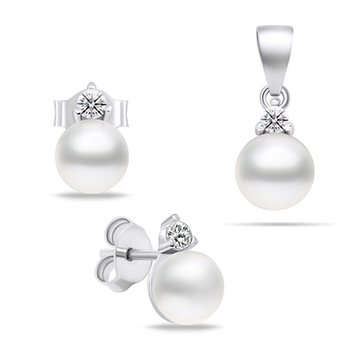 Brilio Silver Комплет накит со бисери SET227W