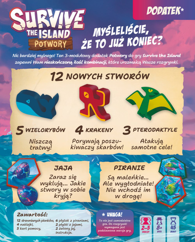 Zgjerim loje tavoline Survive the Island Monsters, 2 deri në 5 lojtarë, mosha 8+