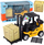 Lodër vinç forklift LeanToys, metal, pull back, e verdhë