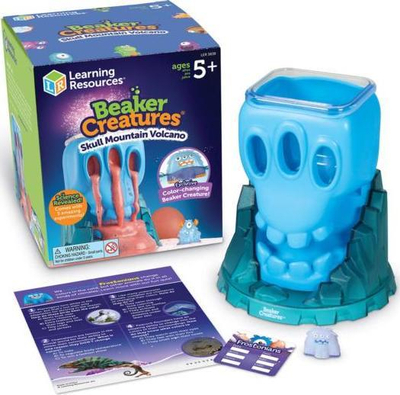 Lodër shkencore Learning Resources Beaker Creatures Skull Mountain Volcano, set eksperimentos, për kalamaj mbi 5 vjeç, blu