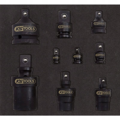 Set adapterësh rritës zvogëlues KS Tools 515.0100, 9 copë, çelik krom molibden, i zi