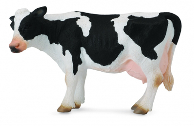 Figurinë kafshe Collecta Friesian Cow 004-88481, për kalamaj, shumë e detajuar, bardh e zi