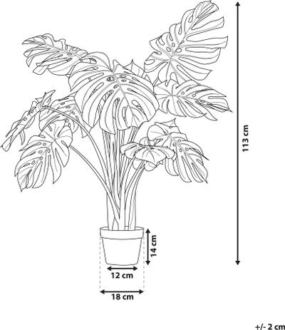 Bimë artificiale dekorative Monstera Plant, me vazo, e gjelbër