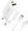 Karikues muri Tech-Protect NCA20, 20W PD QC3.0, USB-A USB-C, me kabllo USB-C në Lightning, i bardhë