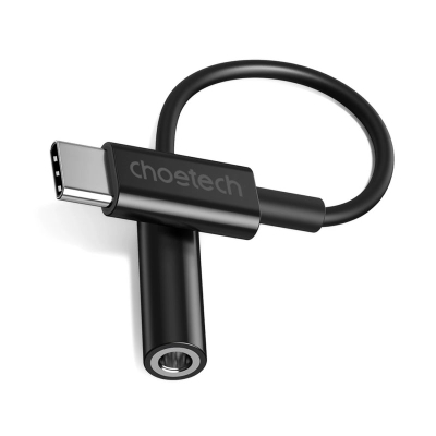 Adapter audio Choetech AUX003, USB-C në 3.5 mm, i zi