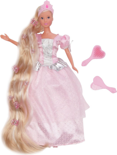 Kukull SIMBA Steffi Love Rapunzel, flokë shumë të gjatë, 29cm, rozë vjollcë