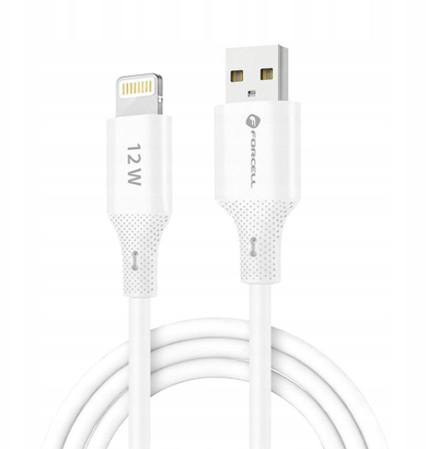 Kabllo USB Forcell F-ENERGY C343, USB A me Lightning, 1m, 12W, e bardhë