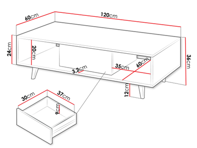 Tavolinë për kafe me sirtar Trikso 1SZ (120 x 36 x 60)