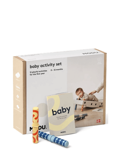 Set aktiviteti për bebe MODU Baby Activity Set, 12 aktivitete, 0 12 muaj, Ocean Mint Forest Green