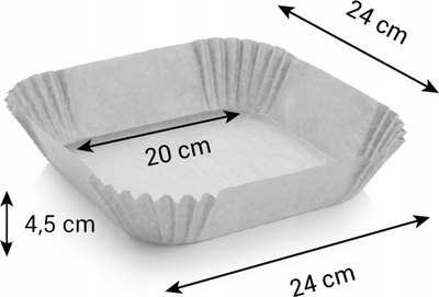 Letra enë për fritezë me ajër DELCIA Square Paper Tray, 20 x 20 cm, 50 copë
