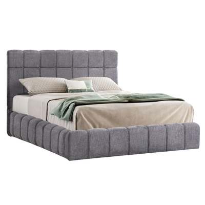 Shtrat dopio RAMON, 160x200cm, kadife me hapësirë depozitimi, gri